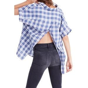 Madewell Central Linus Open-Back Top in Plaid